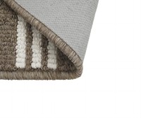 Tapis lavable en machine, en polypropylène tufté, rayé marron et blanc, avec envers en latex antidérapant, pour la maison, le salon