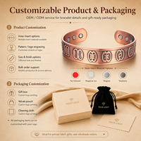 Vente en gros pur cuivre bijoux fleur bracelets personnalisé réglable magnétique bracelet santé cuivre manchette bracelets