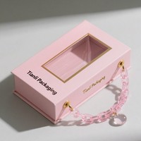 Boîte à ongles artificiels en carton d'impression numérique de logo personnalisé en gros avec chaînes décoratives boîte d'emballage de faux cils