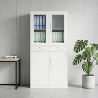 Armoire de classement élégante en acier avec porte vitrée, armoire de rangement métallique verrouillable pour bureau