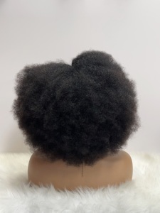 Pelucas Afro Rizadas Kinky con Encaje Frontal, Cabello Humano, Peluca Frontal de Encaje 13x4 para Mujeres Negras, Pre-Desplumada, Peluca Afro Rizada Grande y Voluminosa - Product Image 3