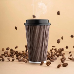 Taza de café de pared ondulada desechable con logotipo Taza de café biodegradable Logotipo Impresión al por mayor Portavasos para café - Product Image 1
