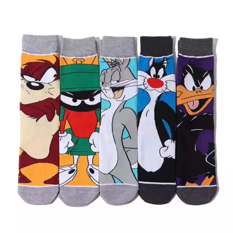 Funny Cartoon Character Patterned Casual Socks Men Women Fun Novelty Comics Crew Cotton Socks