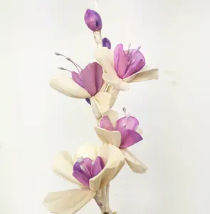 Custom AP handmade wood decorative for reed diffuser sola flower with cotton string 15cm