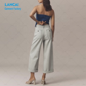 <span class=keywords><strong>Pantalon</strong></span> droit à jambes larges pour femmes <span class=keywords><strong>Pantalon</strong></span> baggy de bureau en coton et lin personnalisé de haute qualité <span class=keywords><strong>Pantalon</strong></span> et <span class=keywords><strong>pantalon</strong></span> pour femmes - Product Image 4