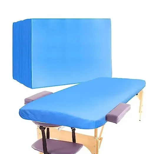 SJ Custom High Quality Blue Fitted Sheets Elastic Massage Bed Covers Disposable Bed Pads for Spa Tattoo and Beauty Salon