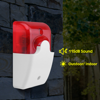 Sirena de Alarma de Seguridad para el Hogar con Cable, 12V, con Luz Estroboscópica, Carcasa de ABS, Sirena Piezoeléctrica con Luz Estroboscópica