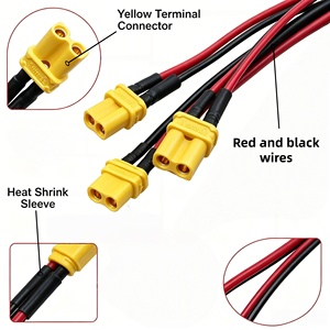 SHAN WEI OEM 铜芯汽车线束 XT30 XT60 XT90 带 PVC/硅胶护套定制长度母/公连接器 - Product Image 2