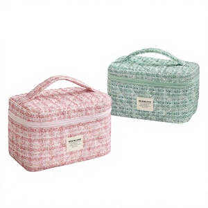 Cotton <b>Cosmetic</b> <b>Bag</b> <b>Large</b> Capacity Travel Makeup Organizer with Zipper Closure Eco-Friendly Soft Handle for Toiletries Lipsticks - Product Image 4