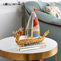 RORO nouveau Style chinois décoration de la maison salon bureau moderne luxe décoration de la maison émail couleur Dragon bateau décoration