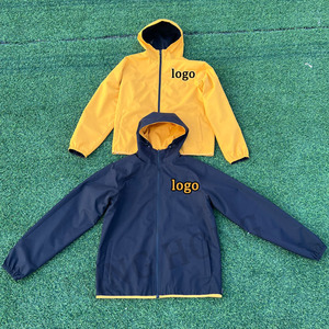 Manufacturer Custom Reversible Jacket Adjustable Hood <b>Zip</b> Side Pocket Waterproof Windbreaker Jacket - Product Image 4