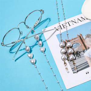 Chaîne de lunettes en forme de cœur avec perles imitation, en alliage, unisexe, pour usage quotidien, chaîne de corps tendance - Product Image 4