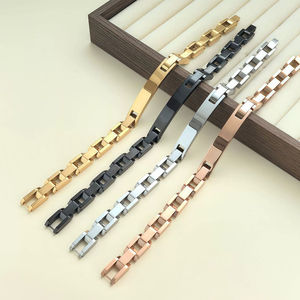 Pulsera Más Vendida, Lujosa, de Acero Inoxidable, Chapada en Oro, Curvada, Tipo Correa de Reloj - Product Image 1