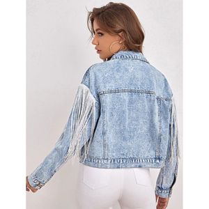 Spot all'ingrosso giacca di jeans moda nappa bavero fiore fritto giacca di jeans da <span class=keywords><strong>donna</strong></span> - Product Image 5