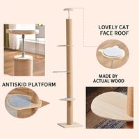 Grand chat en bois massif beige en bois massif de luxe personnalisé d'usine arbre à griffer grimpant condo pour chats avec grattoirs et lit