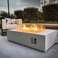 Table de feu en béton blanc pour foyer de chauffage extérieur pour patio et arrière-cour