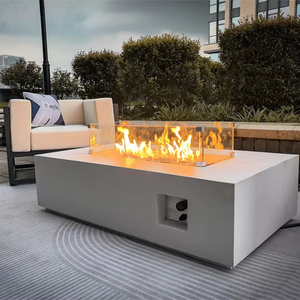 White Concrete <strong>Fire</strong> <strong>Table</strong> for <strong>Outdoor</strong> Heating <strong>Fire</strong> Pit for Patio and Backyard - Product Image 4