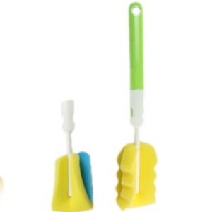 Cepillo para limpiar botellas con cabezal de esponja reemplazable, mango verde de 29,5 cm para limpiar biberones y tazas - Product Image 2