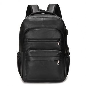 Popular College Student <b>Backpack</b> Men Travel Waterproof Soft PU Leather 15.6 Inch <b>Laptop</b> <b>Backpacks</b> With USB - Product Image 5