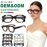 Monturas Ópticas Retro Hechas a Mano, Gafas de Estilo Atemporal para Uso Diario, Acetato Cuadrado Clásico para Hombre y Mujer