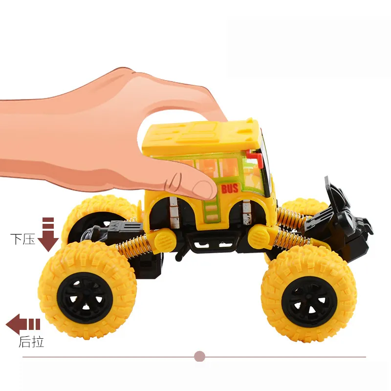 Best price 10PCS DIY Plastic inertia toys 4 wheel pull back Climbing cars Toys Model for kids