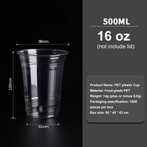 แก้วดื่มน้ำเย็นขนาด98มม. 16ออนซ์ถ้วยชาสัตว์เลี้ยงฝาพลาสติกใสแบบใช้แล้วทิ้งสำหรับเป็นของขวัญโปรโมชั่น - Product Image 2