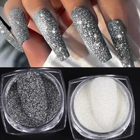 Poudre à ongles à pigment holographique scintillant réfléchissant Flash Diamond Nail Gold and Silver Chrome Pigment Dip Nail Powder