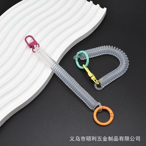 Chaîne anti-perte télescopique élastique en cordon coloré avec porte-clés, anneau en alliage, attache de porte et porte-carte d'identité, pour accrocher au sac - Product Image 4