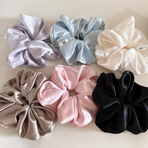 En gros, Grand chouchou en satin brillant de qualité supérieure, style décontracté, couleur unie, accessoire de cheveux élégant - Product Image 1