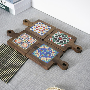 Posavasos de madera con diseño de azulejos, cuadrado, resistente al calor, para uso en la cocina. - Product Image 2