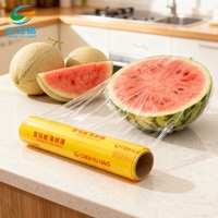 Plastik bungkus penyimpanan Cling Film organisasi elastis peregangan tahan panas transparan Pvc Cling Film untuk makanan bungkus 10 Mic