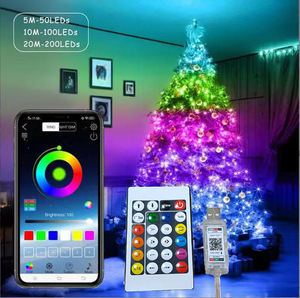 Smart Wifi 50-100 LED Luces de cadena de Navidad 5M USB Twinkle con sincronización de música que cambia de color para la decoración de vacaciones - Product Image 4