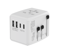 Adaptador de Enchufe Internacional con 2 Puertos USB y 2 Puertos Tipo-C, Adaptador de Viaje Todo en Uno, Cargador Mundial para EE. UU., UE, Reino Unido y Australia