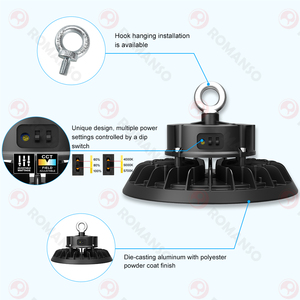 Lámpara LED UFO High Bay de 200w, 150lm/w, 4000K, 3CCT conmutable, para taller o almacén, con 5 años de garantía - Product Image 2