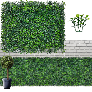 Panneau mural végétal artificiel anti-UV, tapis de jardin vertical en <span class=keywords><strong>fausse</strong></span> herbe personnalisable, décoration murale verte extérieure en faux buis - Product Image 1
