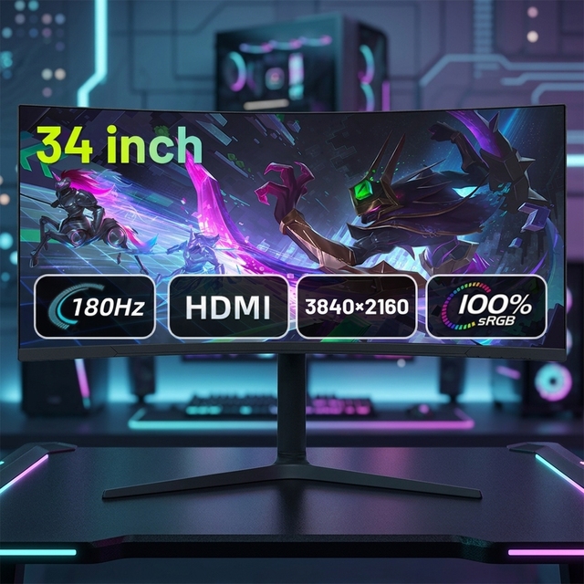 Factory Price 180Hz 1ms 34 Inch IPS Panel 4K UHD Display SRGB 100% Low MOQ Wholesales Desktop PC Gamer Computer Gaming Monitor