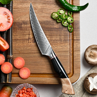 Couteau à steak en acier Damas de 5 pouces, ultra-affûté, style japonais, couteau à viande professionnel pour la cuisine et la salle à manger, coffret cadeau
