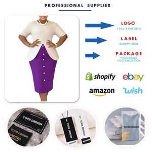 D3359 Abiti Estivi da Ufficio per Donne, Eleganti e Casual, Bicolore con Collo Tondo e Mezza Manica, Abiti Africani per <span class=keywords><strong>Donna</strong></span> - Product Image 4