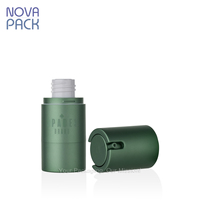 Flacon pompe sans air en plastique vert métallisé finition mate, cylindre 15ml 30ml 50ml 100ml, pot à crème sans air pour sérum