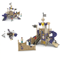Toboggan en plastique PE sur le thème du bateau pirate, équipement de terrain de jeu commercial pour extérieur, jardin, conception personnalisée, maternelle, parc communautaire