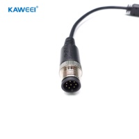 M12 6Pin pria. Ke Dual M12 2 + 4Pin Wanita kabel tahan air perakitan