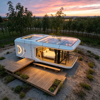 Maison capsule spatiale en structure acier XULV avec zone de cuisine, livraison directe usine
