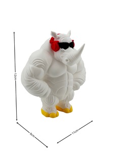 Figura de Rinoceronte Musculoso 3D en PLA, Adorno de Rinoceronte con Gafas de Sol y Auriculares, Decoración para el Hogar, Oficina, Escritorio, Juegos, Regalo Novedoso - Product Image 2