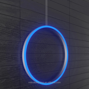 Elegante colgante decorativo Circular LED luces colgantes diámetro 450mm Fondo interior nórdico pared lineal lámparas de bucle suspendido - Product Image 2