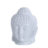 Diffuseur de parfum en céramique en forme de tête de Bouddha blanc et noir 10,3*13,5 cm, lampe à huile essentielle, brûleur d'encens
