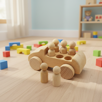 Juguete de empuje para bebé, manualidades de madera, muñecos de clavija, coche, juguete educativo hecho a mano, coche de juguete educativo decorativo