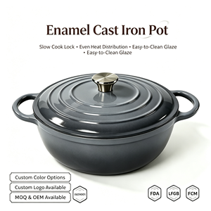 Pentola in Ghisa Smaltata Classica e Resistente da 4,32L, Casseruola Profonda Antiaderente con Doppio Manico e Coperchio, Adatta al Forno - Product Image 1