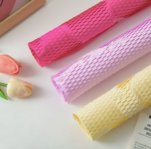 Fluorescent Pink Honeycomb <b>Paper</b> Recyclable Biodegradable Kraft <b>Paper</b> for Bouquet Wrapping-Thickened Grid <b>Pattern</b> Gift Packaging - Product Image 2