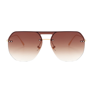 17732 for Eyewear 2019 New Double Bridge Men Women Fashion <b>Sunglasses</b> UV400 Brown Rimless <b>Square</b> % UV Protection - Product Image 1