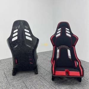 Sièges baquet de course Recaro inclinables en cuir noir avec surpiqûres, en fibre de carbone/fibre de verre, dossier en cuir - Product Image 1